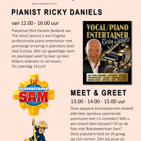 Zaterdag 14 juni Ricky Daniels & brandweerman Sam Zaterdag 14 juni Ricky Daniels & brandweerman Sam